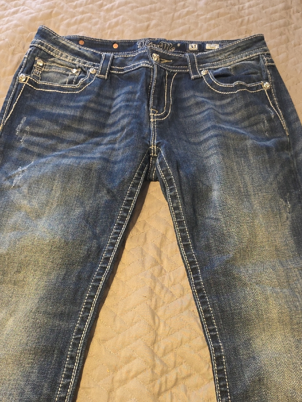 Miss Me Dark Blue Faded Skinny Jeans